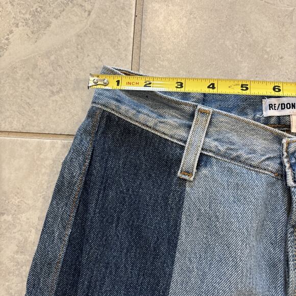 Levis Re/Done Button Fly Jeans Women’s Sz 24 Relaxed Blue Patchwork Indigo 27” - Picture 6 of 13